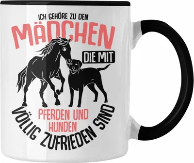 Produktbild von Trendation - Lustige Reiter Sprüche Geschenk Tasse Reiterin Pferde Mädchen Geschenkidee Pferde Und Hunde (Schwarz)