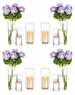 Produktbild von Romadedi Windlicht Glas für Hochzeit, 12er Set Klar Zylinder, 15/20/25 cm