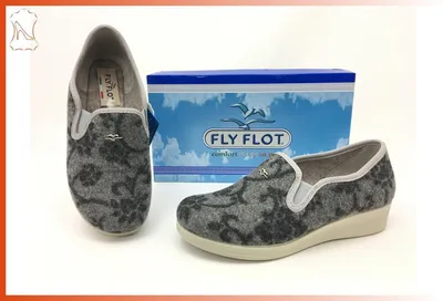 Produktbild von Fly Flot Damen Hausschuh grau, helle Laufsohle 37