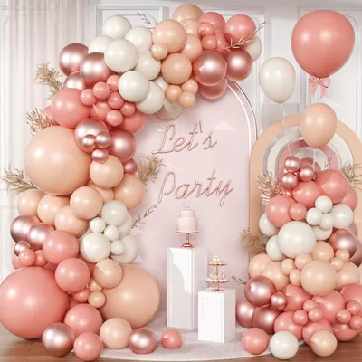 Immagine prodotto di Ghirlanda di palloncini retrò rosa e rosa oro, 112 pezzi, kit in lattice per feste ed eventi