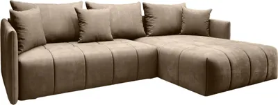 Produktbild von FURMEB24 - DON 245 x 180 cm  Sofa mit Schlaffunktion und  zwei Bettk€sten -  Ecksofa mit Kissen , Stoff Monoliht - Braun