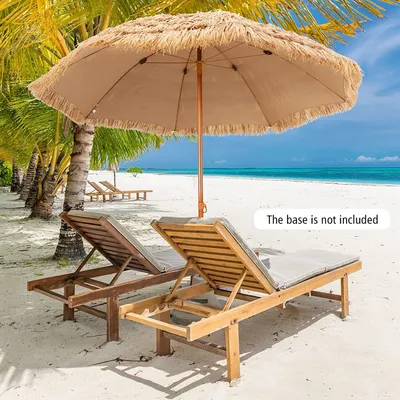 Produktbild von Sonnenschirm Hawaii 243cm, Strohschirm mit 8 Metallrippen, Strohbedeckter Terrassenschirm, Strandschirm, Gartenschirm für Garten & Strand (Natur)