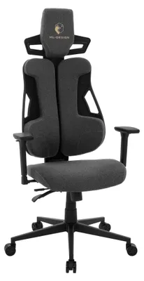 Produktbild von ML-Design Gaming Stuhl Blau aus Stoff, Ergonomischer Bürostuhl mit 3D Armlehne, Kopfstütze Lordosenstütze, individuell einstellbar