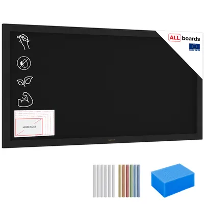 Produktbild von ALLboards Kreidetafel mit schwarzem lackiertem Holzrahmen 120x90cm, Schwarz, Schreibtafel, Kreide