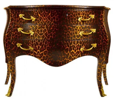 Image de Commode Casa Padrino style baroque, motif léopard, avec 3 tiroirs, dimensions : 120 x 55 x 85 cm