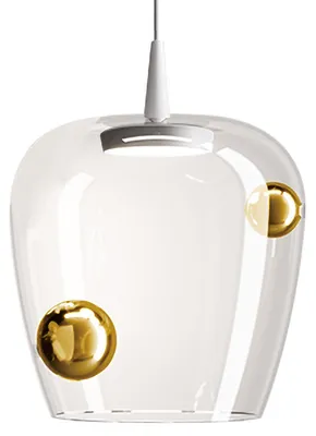 Productafbeelding van Zafferano hanglamp Bilia LED, 8W, 3000K, witbronze, gemaakt van mondgeblazen borosilicaatglas, diameter 27 cm, modern en elegant design