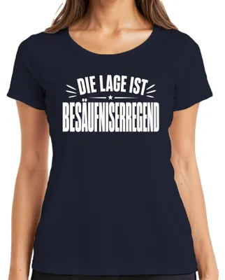 Immagine prodotto di Maglietta da donna, taglia L, colore blu navy, con scritta divertente a tema feste e sarcasmo