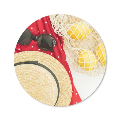 Produktbild von MuchoWow® Mauspad Mousepad Sonnenbrille - Hut - Zitrone 50x50 cm - Mousepads - Maus Mat - Pad - Mausunterlage - Vinyl