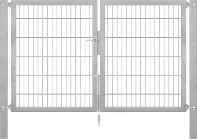Produktbild von Alberts Doppeltor Flexo Plus mit Zubehör, zum Einbetonieren, feuerverzinkt, Breite 200 cm, Höhe 120 cm, Pfostenstärke 80 x 80 mm