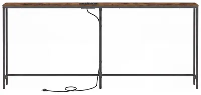 Produktbild von VASAGLE Sofatisch, Konsolentisch, Flurtisch, schmal, 15 x 200 x 80 cm, mit Ladestation, für Flur, Wohnzimmer, braun-schwarz