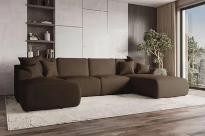 Produktbild von 99rooms Gusto Wohnlandschaft Cordstoff POSO Braun mit Schlaffunktion