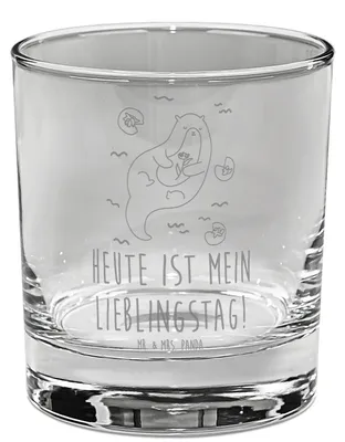 Produktbild von Mr. & Mrs. Panda Glas Otter Seerose - Transparent - Geschenk, Lieblingstag, Seeotter, Gin Tonic, Cocktailglas, Wasser, Tumbler, Fluss, Trinkglas