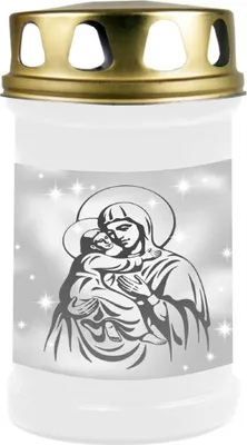 Produktbild von Grabkerze Weiß, Brenndauer: 48 Stunden, Motiv: Maria