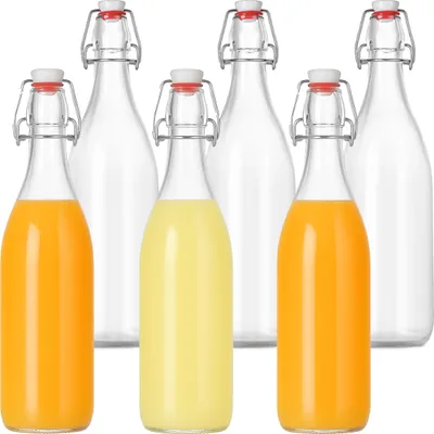 Obrázok produktu pre Relaxdays 10051252_1090, 1000 ml, Sklo, Priehľadná, 6 kusov, Odklápacie viečko, 8,5 cm
