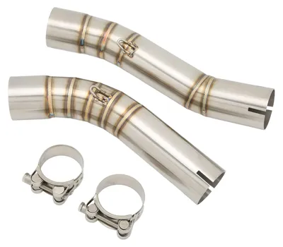 Image de Tuyau de liaison intermédiaire pour échappement de moto, en acier inoxydable, compatible avec Yamaha YZF-R1 (modèles 2007-2008), vendu par lot de 2