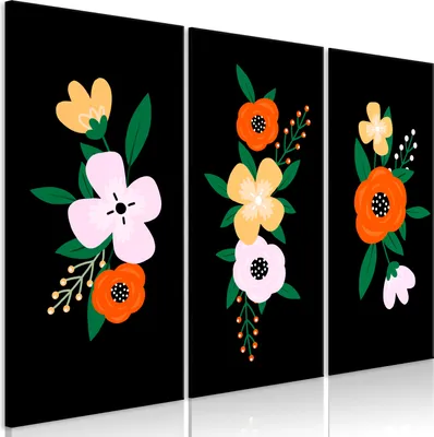 Produktbild von Italienischer Leinwand Leinwandbild - Colorful Bloom (3 Parts) 120x80 cm Blumen b-A-0915-b-e