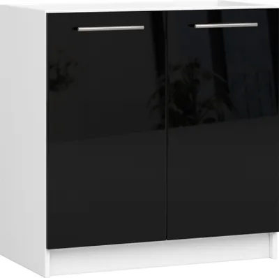 Image de Meuble de cuisine 80 cm Blanc avec Façades Noir Brillant Oliwia S