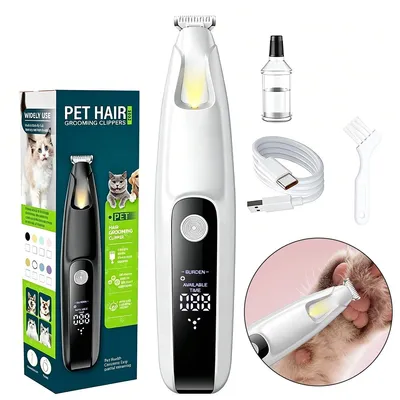 Produktbild von Hund Pfotenschneider mit LED leiser Tierhaarschneider USB wiederaufladbar für Hunde Katzen Zuhause Pflege