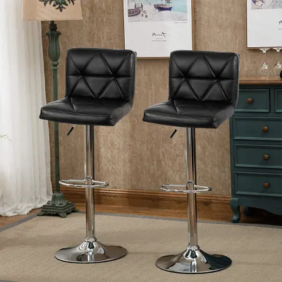 Produktbild von Barhocker 2er Set,höhenverstellbare Tresenhocker Küchenhocker 360° Drehstuhl mit Rückenlehne Schwarz