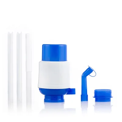 Produktbild von InnovaGoods Universal-Wasserspender, manueller Spender für Karaffen, Flaschen, Fässer, Kompatibel für 2,5/5/6,5/8 und 10L Flaschen de, mit Adapter de 3,8 und 4,8cm Antitropf. Weiß-Blau