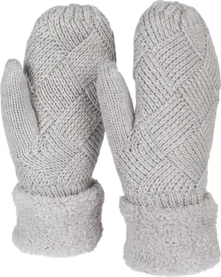 Produktbild von styleBREAKER Damen warme Winter Strick Fäustlinge, Handschuhe mit Rauten Muster, Thermo Fleece, Strickhandschuhe 09010031