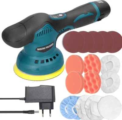 Produktbild von 12V Polierschleifer 125mm 8 Gänge Akku-Autopoliermaschine Poliermaschine Polierer Set mit 1 Akku, Multifunktionale Metallwachs-Holzschleif-Entrostungsmaschine (18 Stück hohe Konfiguration & 1 Stück Batterien)