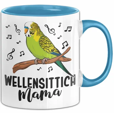 Produktbild von Wellensittich-Liebhaber Tasse Geschenk Lustiger Spruch Wellensittich Mama (Blau)