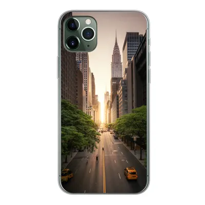 Produktbild von MuchoWow® Handyhülle Schutzhülle Hülle für iPhone 11 Pro Max New Yorker Straße am Morgen Silikon Softcase Handy Hülle - Schutz