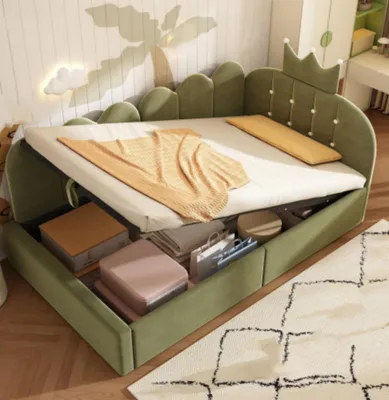 Produktbild von Kinderbett, Polsterbett Daybett, Tagesbett-Schlafsofa mit Stauraum (hydraulisch),ohne Matratze