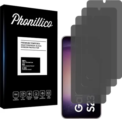Obrázok produktu pre Tvrdené sklo Anti-Spy pre Samsung Galaxy S23 [4 ks] Black Screen Protector Film Privacy Anti-Scratch Glass Resistant Phonillico®