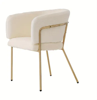 Image de Fauteuil - Fauteuil de relaxation - Fauteuil d'accent - Fauteuil - Revêtement en similicuir blanc - Structure en métal robuste