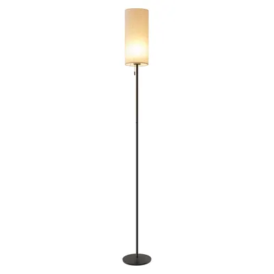Produktbild von ZMH Stehleuchte Stoff Wohnzimmer Stehlampe LED Standleuchte Dimmbar 3 Farbtemperaturen Vintage Beige Lampenschirm Standlampe mit Seilzugschalter Retro