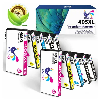 A collection of printer ink cartridges and their packaging.