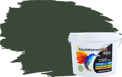 Produktbild von RyFo Colors Bunte Wandfarbe Manufakturweiß Chromgrün 3l - weitere Grau Farbtöne und Größen erhältlich, Deckkraft Klasse 1, Nassabrieb Klasse 1