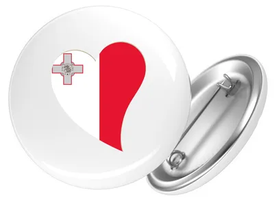 Produktbild von Huuraa Button Malta Flagge Herz 59mm rund mit Sicherheitsnadel Ansteckbutton Geschenkidee