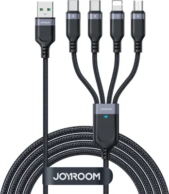 Immagine prodotto di Cavo Joyroom 4 in 1 da USB-A a 2xUSB-C/Lightning/Micro USB 3,5 A, 1,2 m - Nero