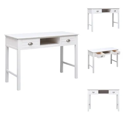 Image de vidaXL Bureau blanc 110 × 45 × 76 cm en bois -  Bureaux