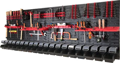 Produktbild von 110-tlg. Werkzeugwand Set XXL 2316 x 780 mm Werkstattwand mit 38 Stapelboxen Werkzeughalterungen Werkstattregal Wandregal für Werkstatt Garage Lagersystem Werkstatteinrichtung Kunststoff…