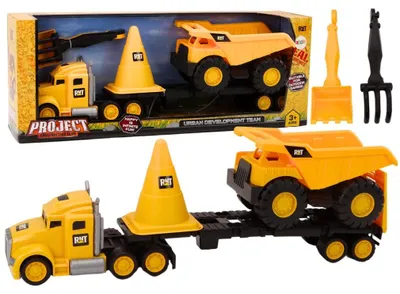 Obrázok produktu pre Sada stavebných strojov nákladné auto sklápač pohyblivý žltý