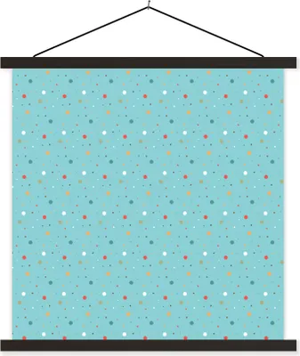 Produktbild von MuchoWow® Textilposter Polka dots - Blau - Muster 40x40 cm mit schwarzem Rahmen - Fotos