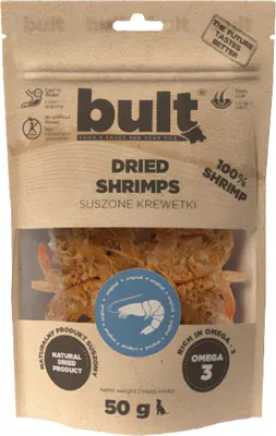 Obrázek produktu pro Bult | Žvýkací pamlsky pro psy – sušené krevety – 50 g – nízkokalorické – bohaté na bílkoviny – 100 % přírodní – omega-3