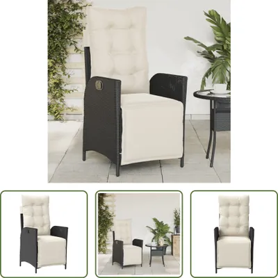 Obrázok produktu pre The Living Store Záhradné kreslo s nastaviteľnou opierkou na nohy Black Poly Rattan