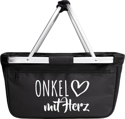 Produktbild von Huuraa Einkaufskorb Onkel mit Herz 20 Liter Black faltbarer Tragekorb Geschenkidee