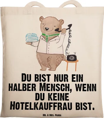 Produktbild von Mr. & Mrs. Panda Tote Bag Hotelkauffrau Herz - Transparent - Geschenk, Hotelfachfrau, Laptoptasche, Schultasche, Spruch, umhängebeutel, Ausbildung, Shopping Tasche