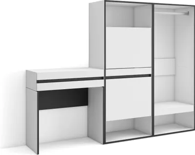 Image de COZY Table Console d'Entrée, 190x35x145 cm, Avec tiroir, Meuble à Chaussures, Vestiaire ouvert, Blanc