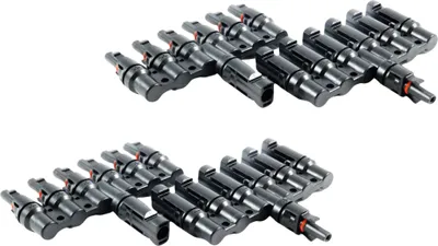 Produktbild von 2 Paar Solarstecker kompatibel mit MC4 Y 2 fach, 3 fach, 4 fach, 5 fach, 6 fach Stecker Kabel : T 6 fach Stecker Stecker: T 6 fach Stecker
