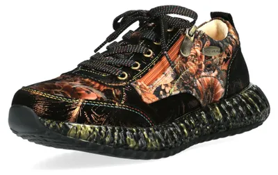 Produktbild von Laura Vita Damen Sneaker mit Blumenmuster und Reißverschluss Burton 43, Größe:40 EU, Farbe:Braun
