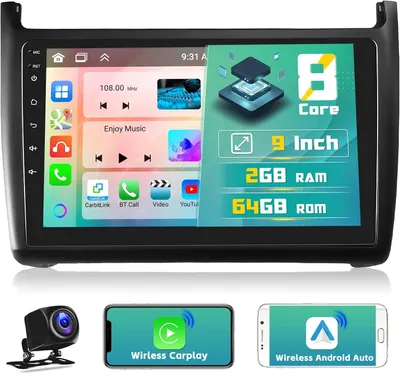 Immagine prodotto di Autoradio Android da 9" per VW Polo - Lettore multimediale per auto - Sistema di navigazione - Autoradio touchscreen