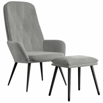 Obrázok produktu pre vidaXL Relaxačné kreslo s taburetkou Light Grey Velvet