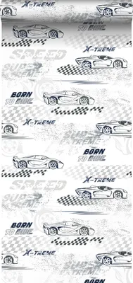 Imagen del producto de Sanders & Sanders papel pintado coches de carreras blanco y  50 x 900 cm